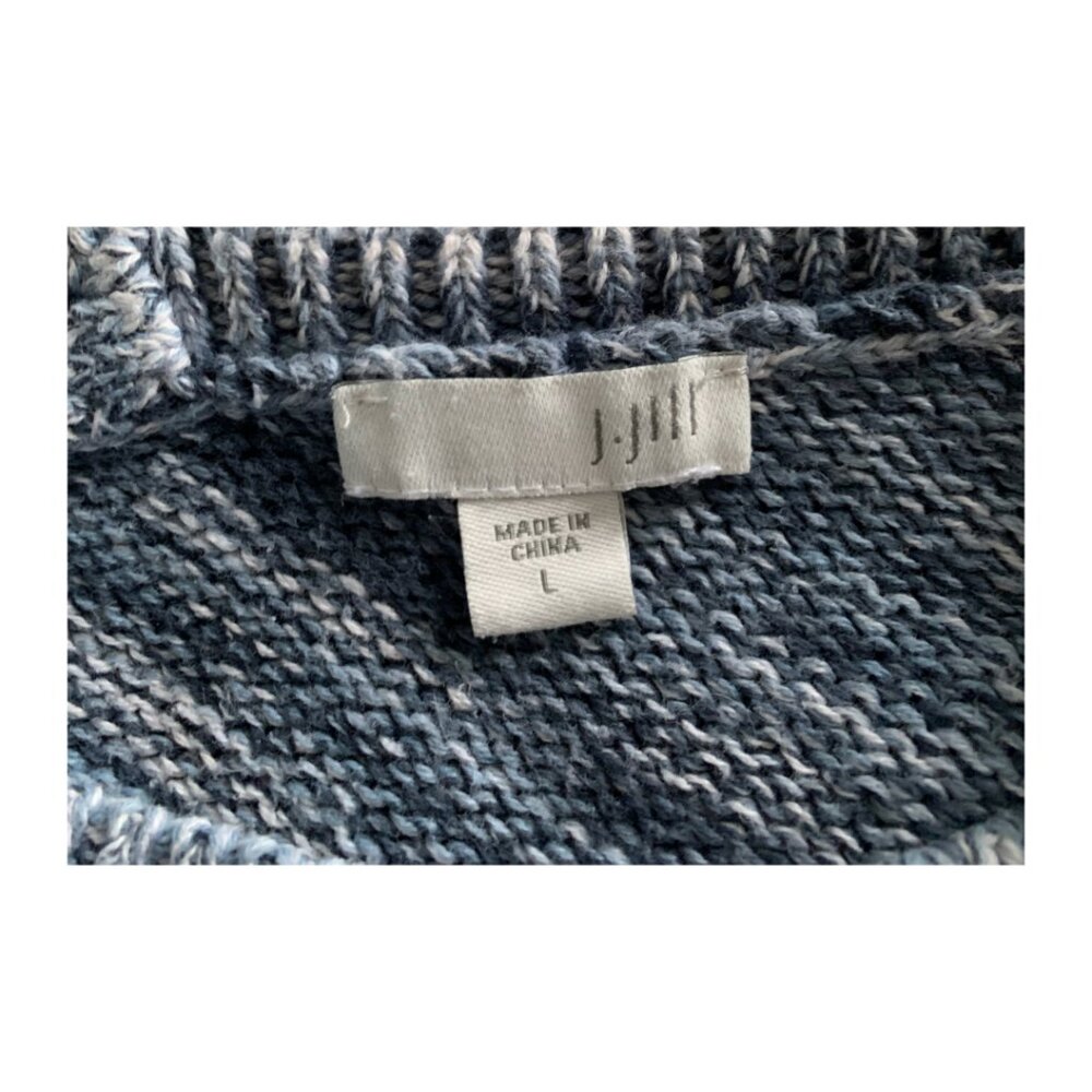 J. JILL Womens' Blue & White Spaced-Dyed Cotton Marled Pullover Sweater Sz L - Picture 8 of 8